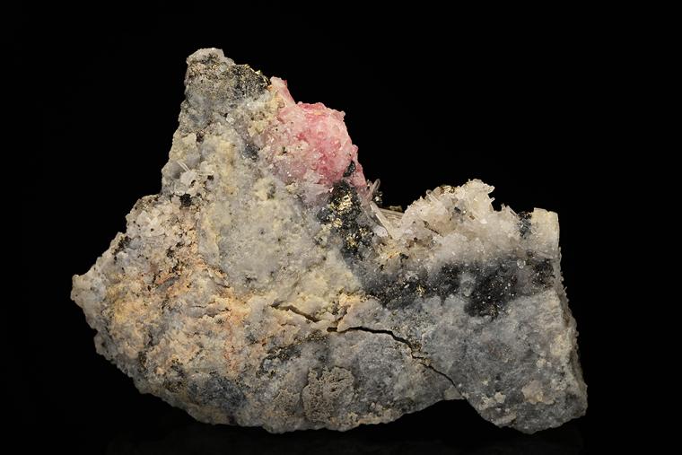 PYRITE with QUARTZ and RHODOCHROSITE
